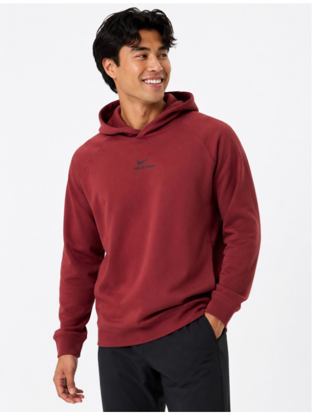 Men's Nike Pro Dri-FIT Hoodie Size L Red, activewear loose fit 1934